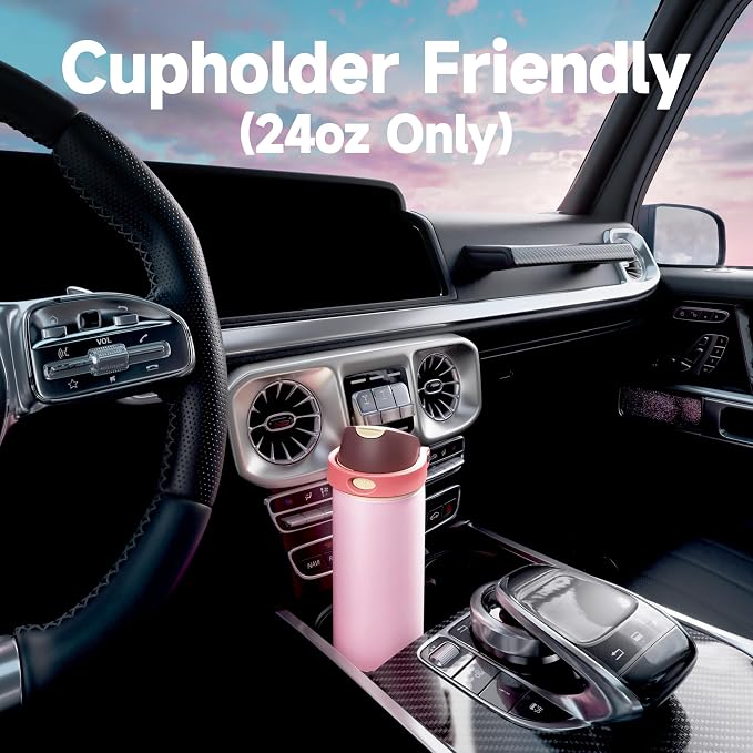 24 oz Insulated Water Bottle for Sports: Meoky Stainless Steel Water Bottle with Straw and Spout Lid - Leak Proof, Cold for 24 Hours, Fits in Car Cup Holder, BPA-Free for Women Travel, Angel Food Cake - Image 7