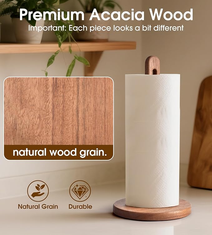 Acacia Wooden Paper Towel Holder Stand - Image 2