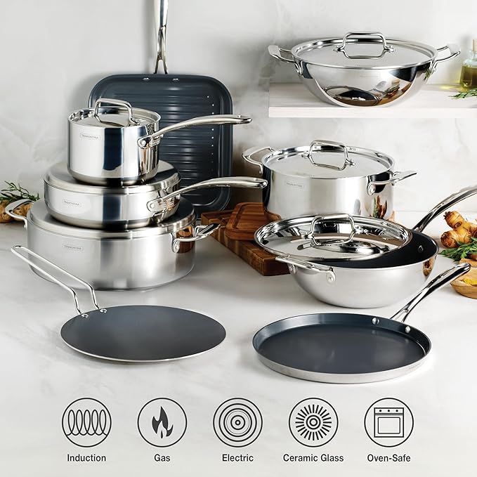 Tramontina Utsava Tri-Ply Clad Stainless Steel 5-Quart Casserole - Image 5