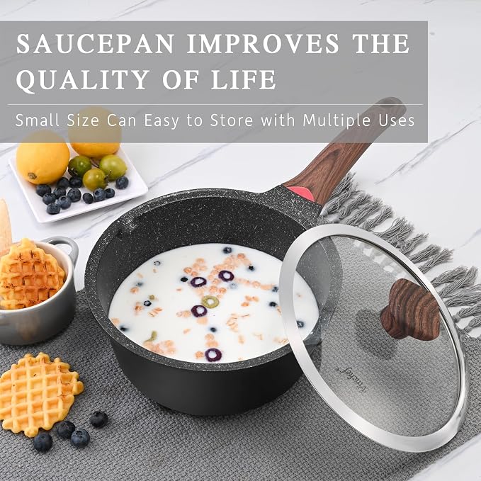 VINCHEF Sauce Pan Set with Lid 10PCS, 2QT+3QT+4QT Non Stick Sauce Pots Cooking - Image 4