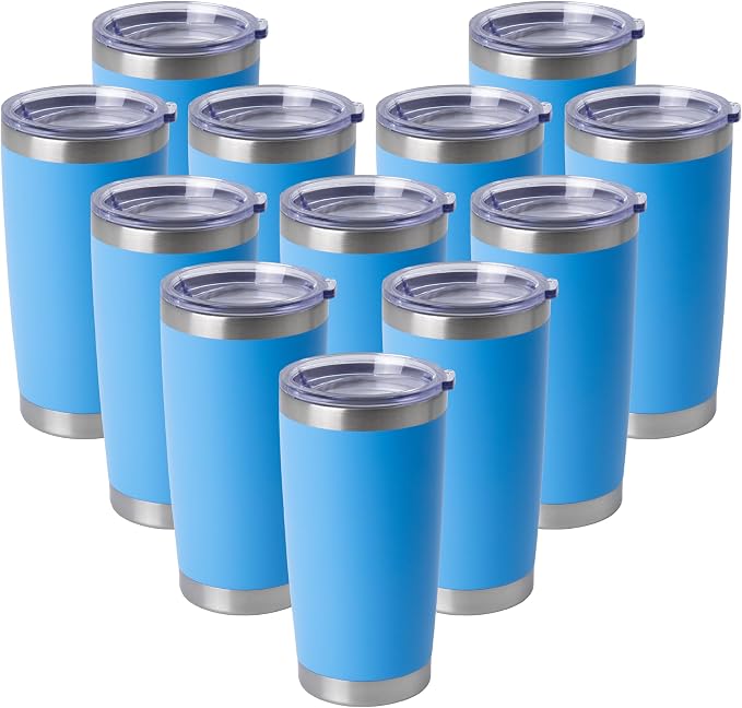 HASLE OUTFITTERS 20oz Stainless Steel Tumblers Bulk, Insulated Travel Cup with Lid, Double Wall Vacuum Coffee Mug for Cold & Hot Drinks 12 Pack, Royal Blue by HASLEOUTFITTERS
