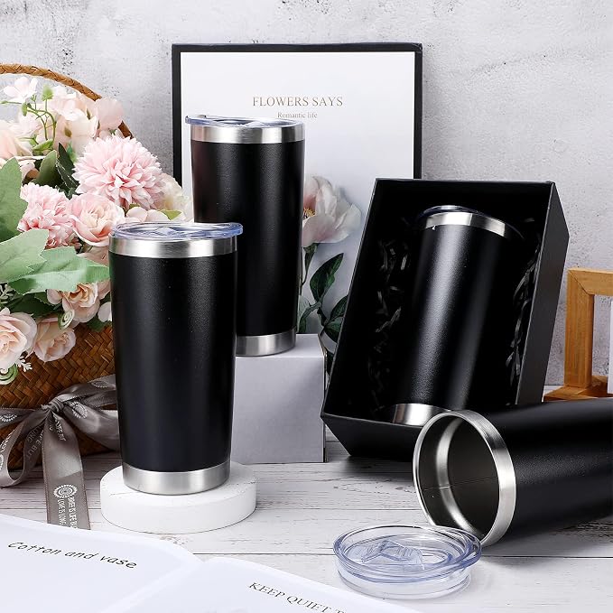 Sieral 36 Pack Stainless Steel Tumblers Bulk with Lids Double Wall Vacuum Insulated Coffee Cups Blank leakproof Powder Coated Tumblers for Engraving Wedding Graduation Party Favors(16 oz,Black) - Image 3