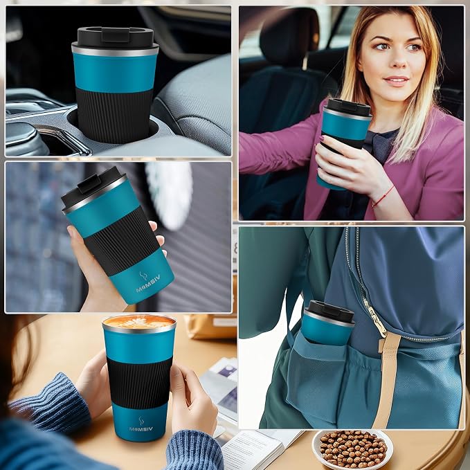 MOMSIV 12oz Travel Mug, Insulated Coffee Cup with Leakproof Lid, Vacuum Stainless Steel Double Walled Reusable Tumbler for Hot and Cold Water Coffee and Tea In Travel and Car - Image 7