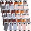 Sieral 36 Pack Stainless Steel Tumblers Bulk with Lids Double Wall Vacuum Insulated Coffee Cups Blank leakproof Powder Coated Tumblers for Engraving Wedding Graduation Party Favors(20 oz,Brown Gray) by Sieral