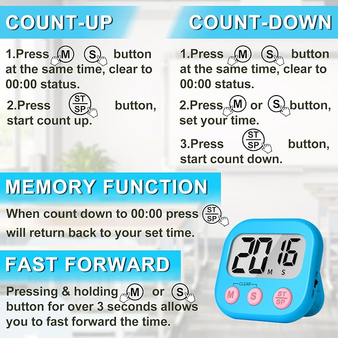 ZILLEEN Classroom Timer for Kids Teachers 12 Pack Digital Timers - Image 8
