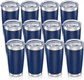 20 oz Tumbler with Lid Stainless Steel Insulated Tumblers Bulk Double Wall Vacuum Cups Powder Coated Travel Mug Keep Drinks Cold and Hot, Navy, 12 Pack by Orebigo