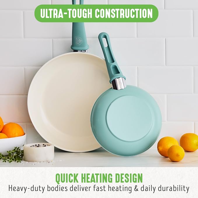 GreenLife Non Stick Fry Pan Set, Non-Toxic PFAS-Free Ceramic Skillets, - Image 8