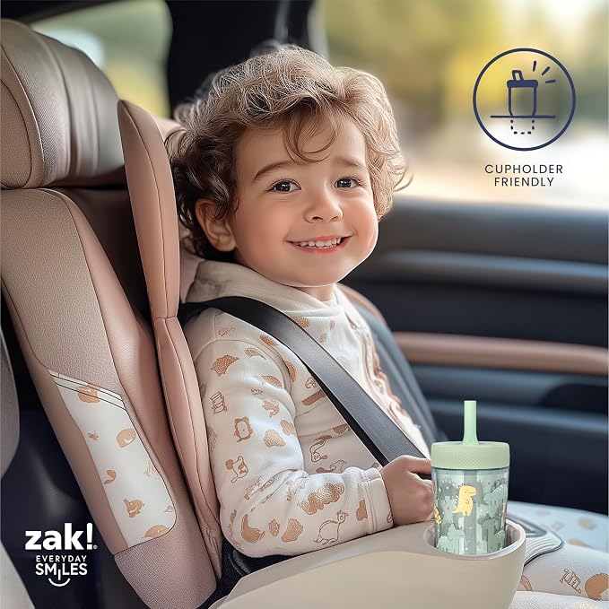 Zak Designs Capri Toddler Tumblers For Travel or At Home, 9oz 2-Pack Double Wall Plastic Sippy Cups With Leak-Proof Design is Perfect For Kids (Dino Buddies, Bubble Bay) - Image 8