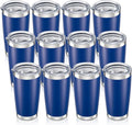 20 oz Tumbler with Lid Stainless Steel Insulated Tumblers Bulk Double Wall Vacuum Cups Powder Coated Travel Mug Keep Drinks Cold and Hot, Blue, 12 Pack by Orebigo