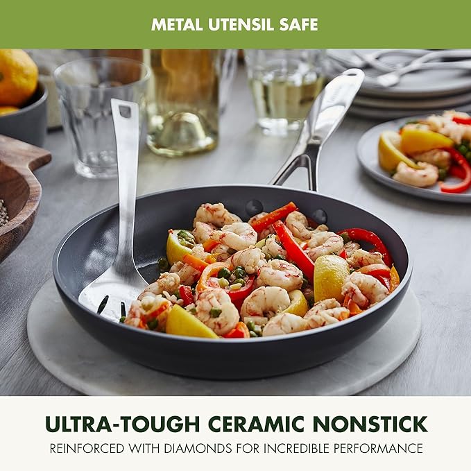GreenPan Valencia Pro Ceramic Nonstick 10” & 12” Frying Pan Skillet Set - Image 6