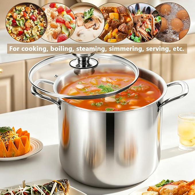 P&P CHEF 12 Quart Tri-Ply Stainless Steel Stockpot, Stock Pot - Image 6