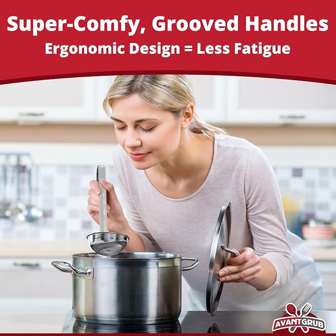 Sturdy, Ergonomic Combo Sizes Ladles 5 Pk. 1 2 4 6 8 Oz Stainless Steel Ladle - Image 5