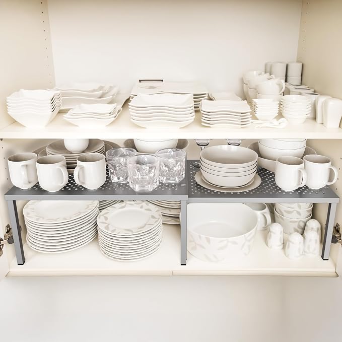 Simple Houseware Expandable Stackable Cabinet and Counter Shelf Organizer - Image 2