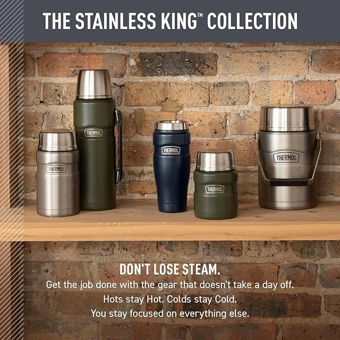 THERMOS Stainless King Vacuum-Insulated Stainless Steel Tumbler - 16oz, Army Green - Insulated Coffee Tumbler for Hot & Cold Drinks - Leak-Proof & Sweat-Proof for Commuting & Traveling - Image 6