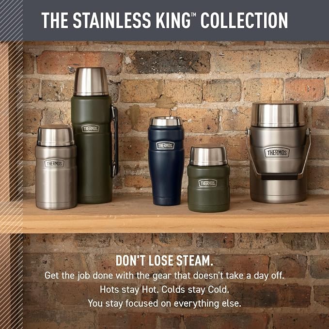 THERMOS Stainless King Vacuum-Insulated Stainless Steel Tumbler - 16oz, Rustic Red - Insulated Coffee Tumbler for Hot & Cold Drinks - Leak-Proof & Sweat-Proof for Commuting & Traveling - Image 6