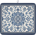Blue Floral Dish Drying Mat for Kitchen Counter Vintage Flower Pattern by Unknown