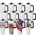 sweet grain 40 oz Sublimation Tumbler with Handle and Straw(12 Pack) Stainless Steel Double Wall Vacuum Insulated Travel Mug Cup Tumblers Bulk Sublimation Blank - Black Handle by sweetgrain