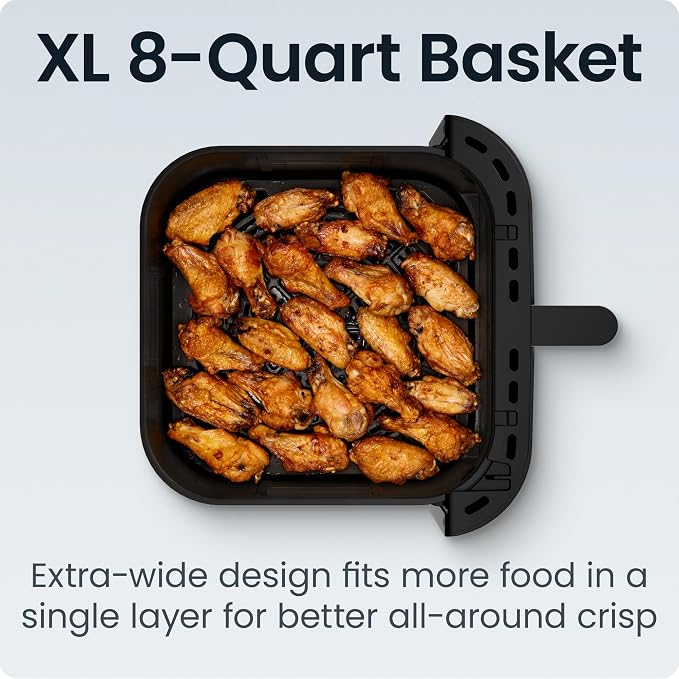 Chefman Crispinator Air Fryer 6-in-1 with 8 Qt capacity, 450°F Max Temp with TurboFry Pro Technology for Fast and Even Results, Viewing Window, Nonstick Ceramic Basket - Image 6