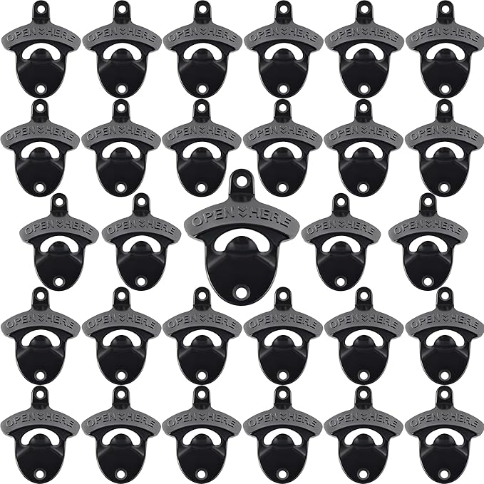 30 Packs Black Bottle Top Opener Wall Mounted Beer Cap Opener Stainless Bulk by Wallmountedbottleopener