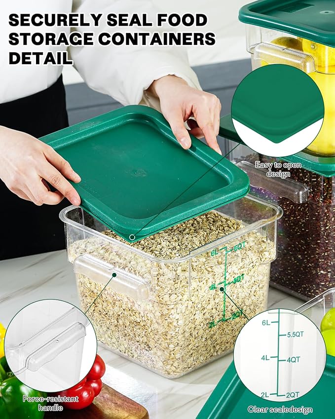 2QT4QT NSF Food Storage Containers: 6PCS Commercial Clear Food Storage - Image 8
