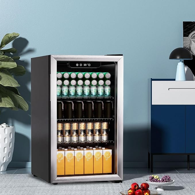 DOGHLY 105 Cans/3.0 Cu.Ft Beverage Refrigerator Glass Door Mini Fridge | Fast Cooling Mini Cooler with Adjustable Shelves for Soda, Beer, Wine, Low Noise Beverage Fridge for Home, Office,and Dorm - Image 6