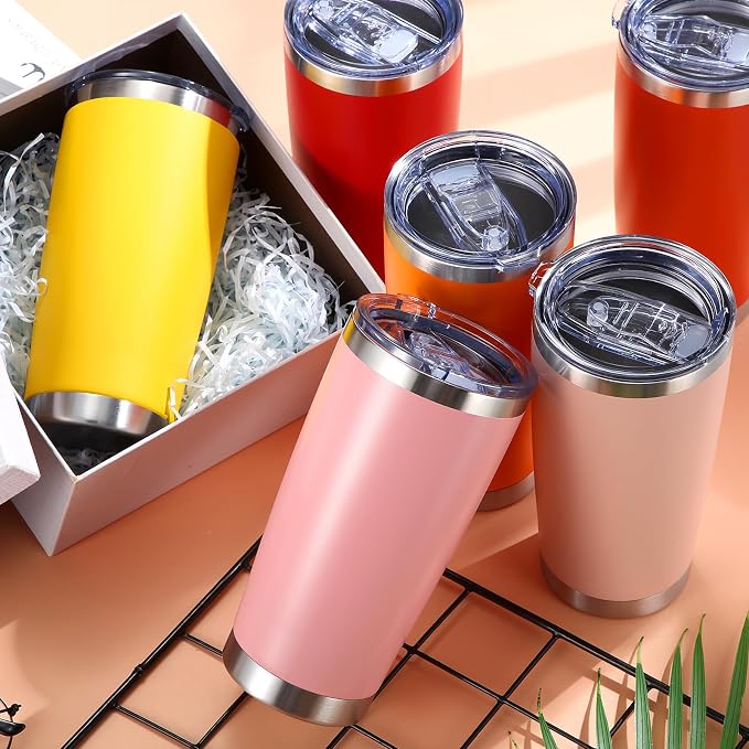 Sieral 36 Pack Stainless Steel Tumblers Bulk with Lids Double Wall Vacuum Insulated Coffee Cups Blank leakproof Powder Coated Tumblers for Engraving Wedding Graduation Party Favors(20 oz,Warm Color) - Image 4