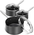 MICHELANGELO Hard Anodized Saucepan Set by Michelangelo