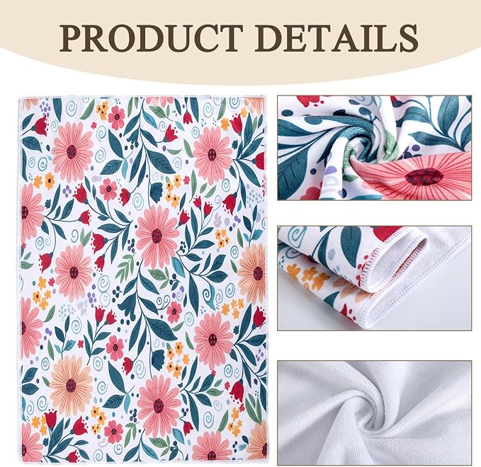 3 Piece Kitchen Towels and Oven Mitts Sets, Absorbent Microfiber Dish Towel - Image 3