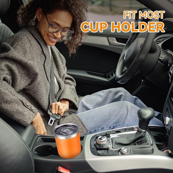 30 oz Tumbler with Lid Stainless Steel Tumblers Vacuum Insulated Cup Reusable Powder Coated Travel Mug Double Wall Leak Proof Portable Cups Keep Cold Drinks for 12 Hours, Orange, 1 Pack - Image 2
