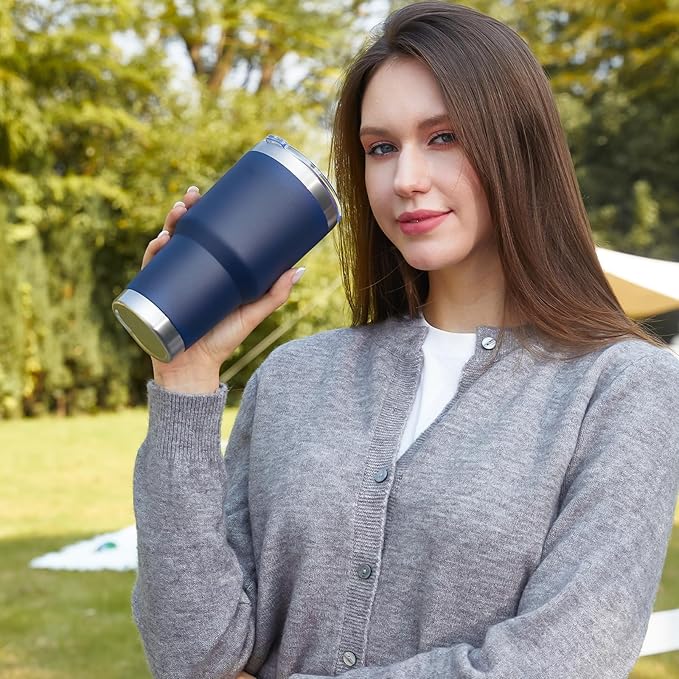 MEWAY 30oz Tumbler Double Wall Vacuum Insulated Travel Mug, Stainless Steel Tumbler with Lid, Durable Powder Coated Insulated Coffee Cup for Cold & Hot Drinks (Navy,1 PACK) - Image 6