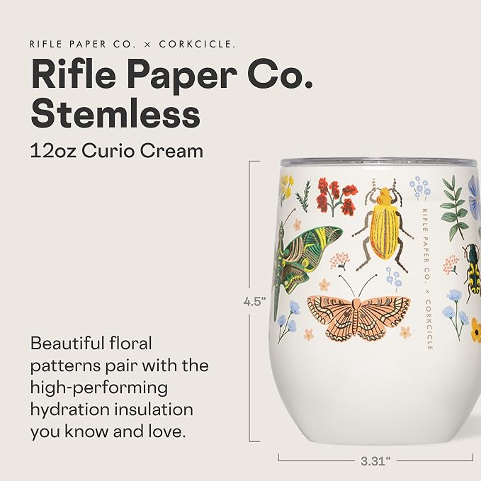 Corkcicle Stemless Insulated Wine Glass Tumbler - Keeps Beverages Cold 6 Hrs Hot 3 Hrs - Stainless Steel - Easy-Grip - Gift for Mom - Great for Mother's Day or Christmas - 12 oz - Curio Cream - Image 2