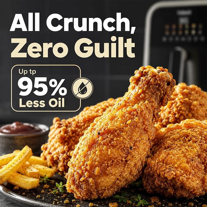 Fullwill Air Fryer with Visible Window, 7.5QT,12-in-1 Multi-Function Air Fry,Roast,Bake, Dehydrate, Fries,Nonstick and Dishwasher-Safe Basket,Family&friends Party,1700W,White - Image 6