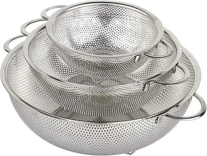3-Piece Stainless Steel Mesh Micro-Perforated Strainer Colander Set by H%C3%96LM