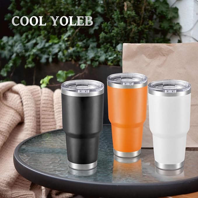 30 oz Tumbler with Lid Stainless Steel Tumblers Vacuum Insulated Cup Reusable Powder Coated Travel Mug Double Wall Leak Proof Portable Cups Keep Cold Drinks for 12 Hours, Orange, 1 Pack - Image 5