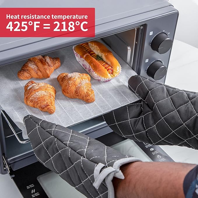 ARCLIBER Oven Mitts Heat Fire Resistant Oven Mitts 425 ° F, Quilted Terry Cloth - Image 3