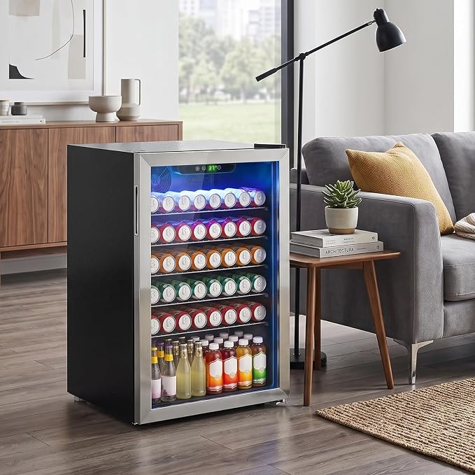 DOGHLY 145 Cans/4.5 Cu.Ft Beverage Refrigerator Glass Door Mini Fridge | Fast Cooling Mini Cooler with Adjustable Shelves for Soda, Beer, Wine, Low Noise Beverage Fridge for Home, Office,and Dorm - Image 4