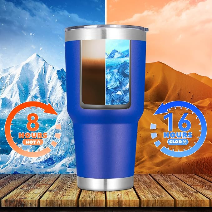 DOMICARE 30 oz Tumbler with Lid and Straw, Stainless Steel Tumblers Bulk, Insulated Vacuum Double Wall Travel Coffee Mug, Durable Powder Coated Tumbler Cups (Dark Blue, 12) - Image 3