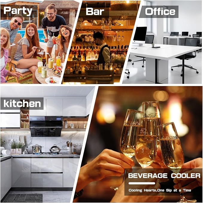 95 Can Mini Fridge, 2.6 Cu.Ft Beverage Refrigerator Glass Door | Drink Cooler for Soda Wine Beer, Adjustable Temp Small Fridge for Home Office Bar, Reversible Door, Black (40-61℉) - Image 6