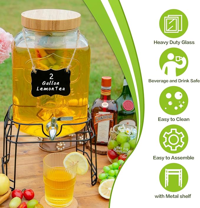 2 Gallon Glass Drink Dispenser - Image 5