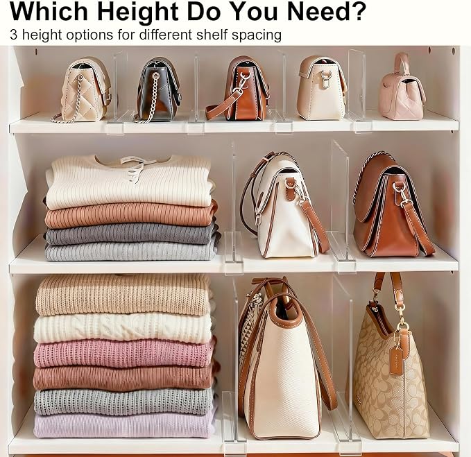 Shelf Dividers Purse Organizer for Closet: 6-inch Tall Acrylic Handbag Organizer - Image 8
