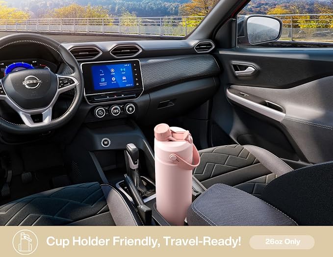 POWCAN 26 oz Insulated Water Bottle with 2-in-1 Straw and Spout Lid, Keep Cold 24H, Leak-Proof, Fits in Car Cup Holder, Stainless Steel Water Bottle for Sports, Gym, Travel, and School (Mousse) - Image 4