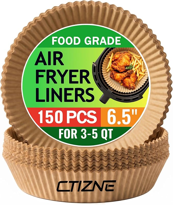 CTIZNE 150Pcs Air Fryer Liners, 6.5" Round Airfryer Liner for most 3-5 QT by CTIZNE