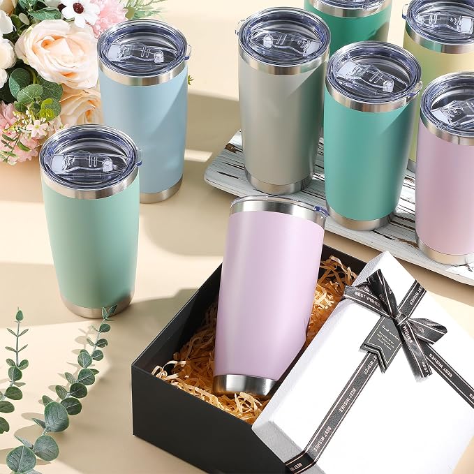 Sieral 36 Pack Stainless Steel Tumblers Bulk with Lids Double Wall Vacuum Insulated Coffee Cups Blank leakproof Powder Coated Tumblers for Engraving Wedding Graduation Party Favors(20 oz,Matte Color) - Image 4