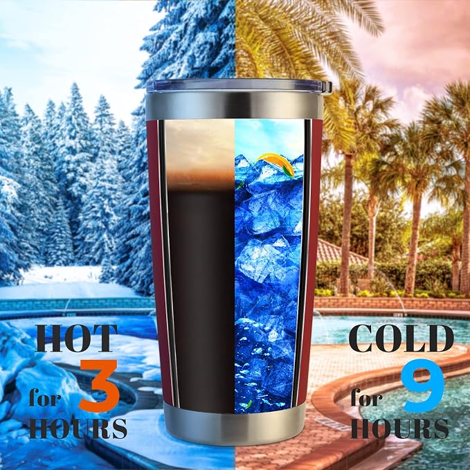 DOMICARE 20oz Stainless Steel Tumbler Bulk with Lid, Double Wall Vacuum Insulated Travel Mug, Powder Coated Coffee Cup, Powder Red, 1 Pack - Image 3