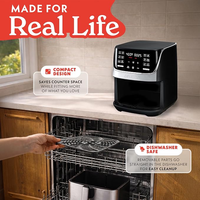 Gourmia Air Fryer - 7 Qt Capacity, LED Display, 12 One-Touch Presets, FryForce 360° Technology, Nonstick Dishwasher-Safe Basket & Crisper Tray, Stainless Steel - Image 7