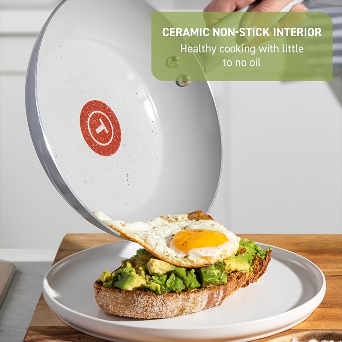 T-Fal Refresh Ceramic Nonstick Cookware Set, Oven Safe to 350°F, Includes - Image 3