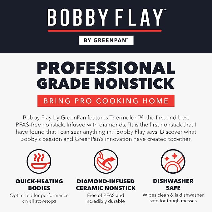 GreenPan x Bobby Flay 2 Piece- 8” and 10” Nonstick Frying Pan Skillet Set - Image 8