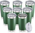 20 oz Tumbler with Lid Stainless Steel Insulated Tumblers Bulk Double Wall Vacuum Cups Powder Coated Travel Mug Keep Drink Cold and Hot, Dark Green, 8 Pack by Orebigo