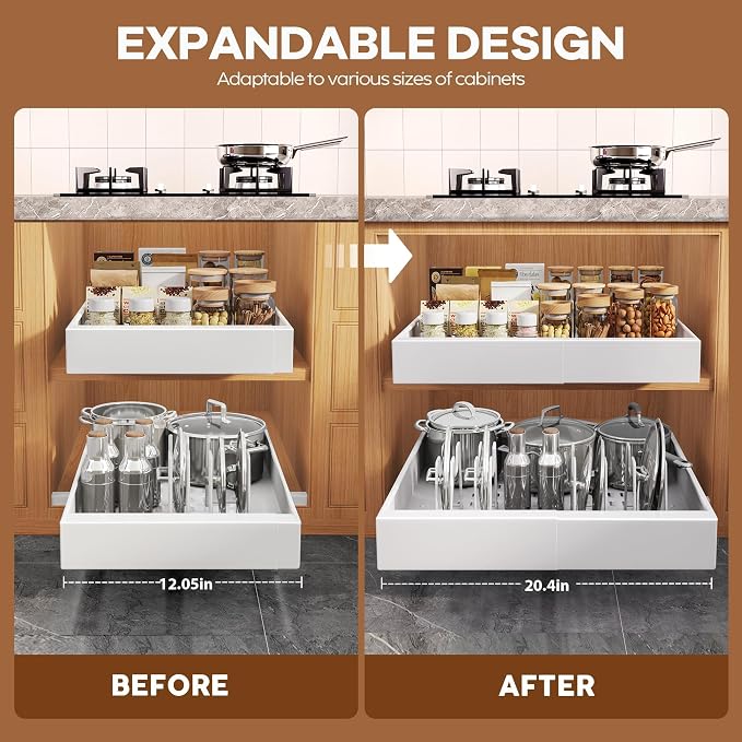 Seinloes 4Pack Expandable Pull Out Cabinet Organizer 21"Deep - Image 3