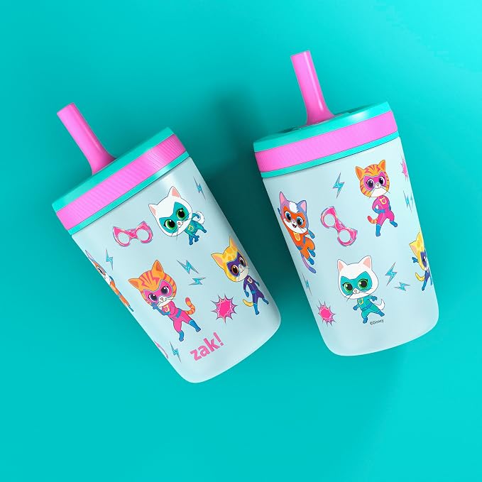 Zak Designs SuperKitties Kelso Toddler Cups For Travel or At Home, 12oz Vacuum Insulated Stainless Steel Sippy Cup With Leak-Proof Design is Perfect For Kids (Ginny, Sparks, Buddy, Bitsy) - Image 11